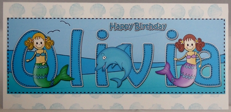 Large DL Happy Birthday OLIVIA 3D decoupage by Irene Woods