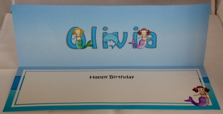 Large DL Happy Birthday OLIVIA insert by Irene Woods