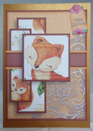 Cardtopper Pyramids 1383 cute little fox by Irene Woods
