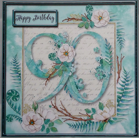 Floral Number Card Topper - 90th Birthday by Irene Woods