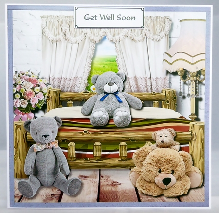 Bedroom with teddies for birthday or get well by Irene Woods