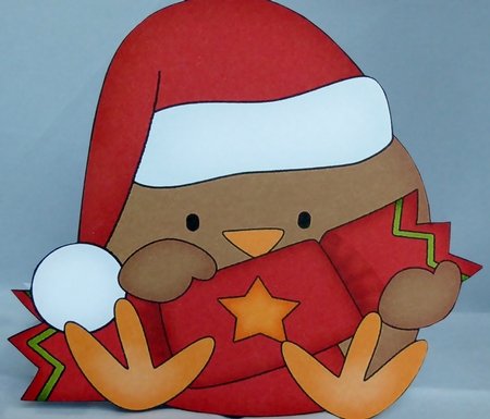 3D Shaped Christmas Card Kit - Bobbin Robin has an Xmas Cracker by Irene Woods