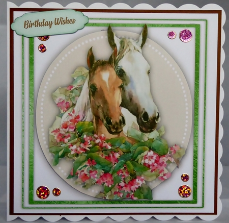 Beautiful Horses and Pink Roses  by Irene Woods