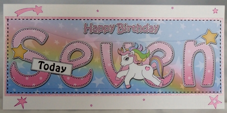 Large DL Happy Birthday SEVEN TODAY 3D decoupage by Irene Woods