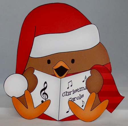3D Shaped Christmas Card Kit - Bobbin Robin is Carol Singing by Irene Woods