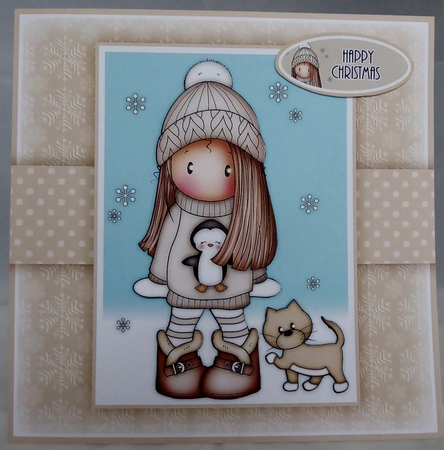 Chloe in Penguin Jumper 2 Quick Card - Original Artwork by Irene Woods