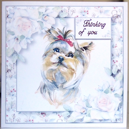 Watercolour Dog & Florals - Yorkie 8x8 by Irene Woods