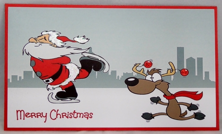 Santa and rudolf by Irene Woods