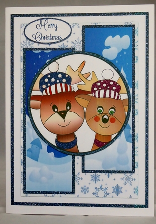 Two Cute Reindeer Two Long Panels by Irene Woods