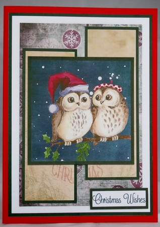 Two Cute Owls Two Long Panels by Irene Woods