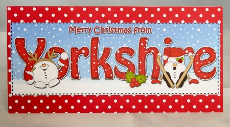 Large DL Merry Christmas from YORKSHIRE 3D decoupage  by Irene Woods