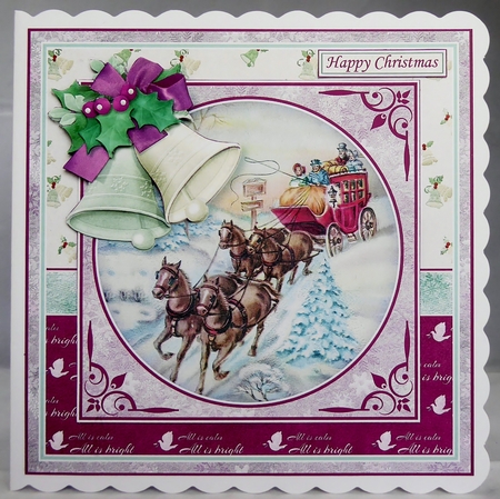 CHRISTMAS BELLS & STAGECOACH 7.5 Decoupage & Insert Kit by Irene Woods