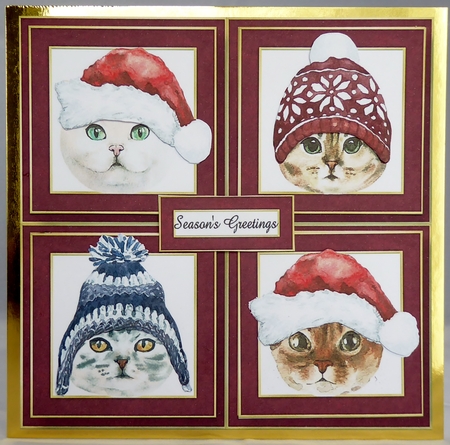 Christmas Hats Cats Quad Frame by Irene Woods