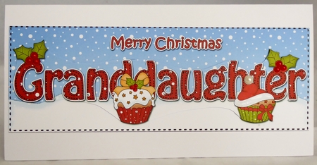 Large DL Merry Christmas GRANDDAUGHTER 3D decoupage with Cupcakes by Irene Woods