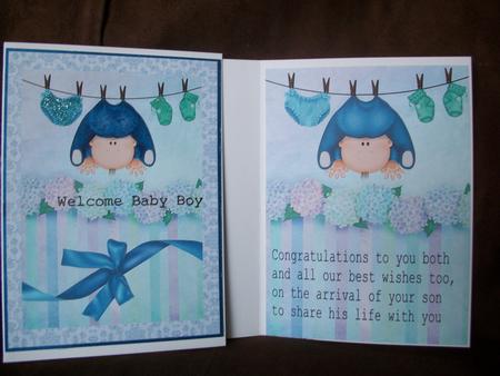 Welcome Baby Boy Card Insert by Irene Woods