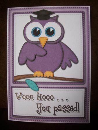 A5 Wise Owl Exam Congrats Felties Quick Card 3D Decoupage by Irene Woods
