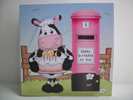 Milly Moo Cow's Birthday Cake & Postbox Fan Pyramage Topper by Irene Woods