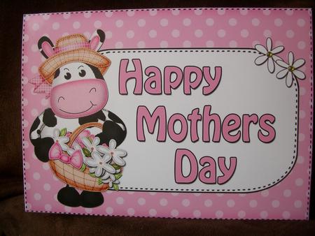 A4 Milly Moo Cow Polka Dots Mothers Day Card Topper by Irene Woods