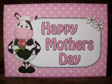 A4 Milly Moo Cow Polka Dots Mothers Day Card Topper by Irene Woods