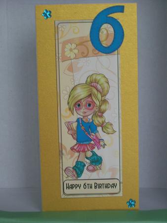 6th Birthday Cute Little Blonde Girl Large Dl Quick Card by Irene Woods