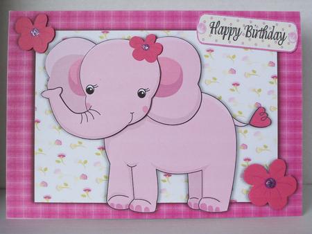 Cute Elephant with Pink Flower by Irene Woods
