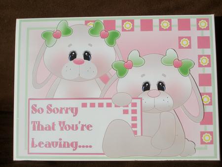 Sorry You're Leaving Bunnies - Pink by Irene Woods