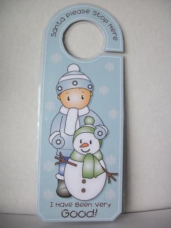 Andy with Snowman Door Hanger by Irene Woods