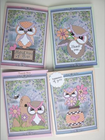 4 Floral Owl Toppers by Irene Woods