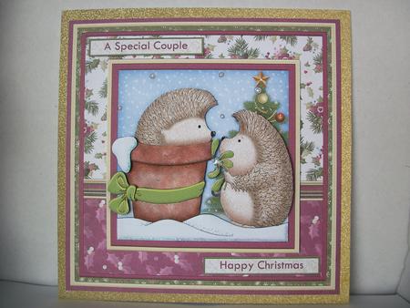 Mistletoe Hedgehogs 7.5 Christmas Decoupage Mini Kit by Irene Woods
