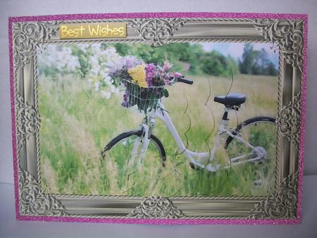 Bicycle with Flowers Scalloped Pyramid by Irene Woods