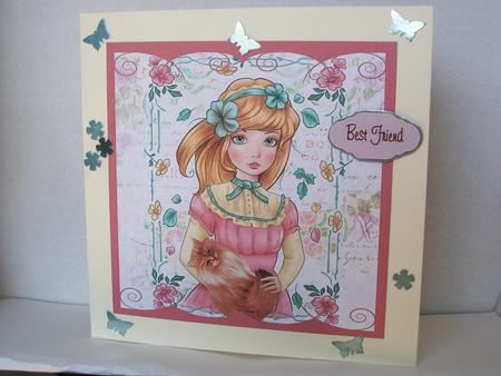 7.5x7.5 Girl and Cat by Irene Woods