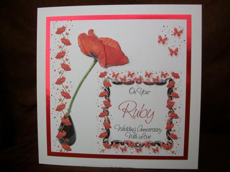 Poppy Ruby Wedding Anniversary 8x8 Inch Topper by Irene Woods
