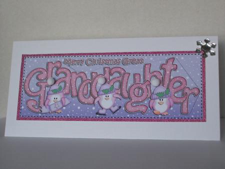 Large Dl Christmas Great Granddaughter Penguins 3D Decoupage by Irene Woods