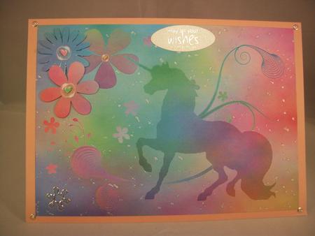 Pastel Rainbow Unicorn Shaped Decoupage Card Mini Kit by Irene Woods