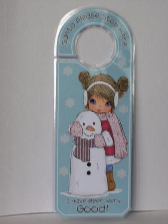 Angelica with Snowman Door Hanger by Irene Woods