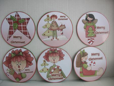 Coasters - Christmas Raggedies by Irene Woods