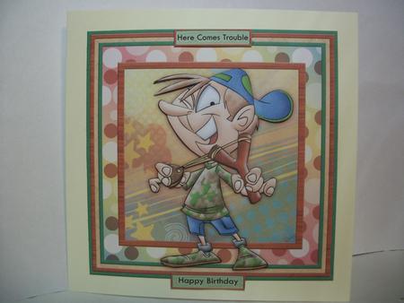 Here Comes Trouble Birthday Boy Decoupage Mini Kit by Irene Woods