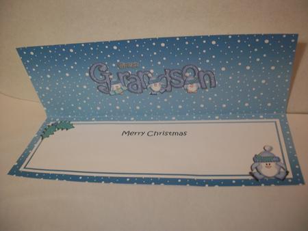 Large Dl Christmas Great Grandson Penguins Insert by Irene Woods