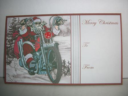 Christmas Money Wallet Biker Santa by Irene Woods