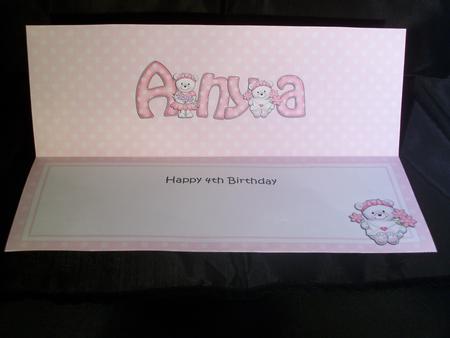 Large Dl 4th Birthday Anya Teddies Insert by Irene Woods
