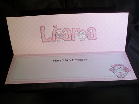 Large Dl 4th Birthday Liara Teddies Insert by Irene Woods