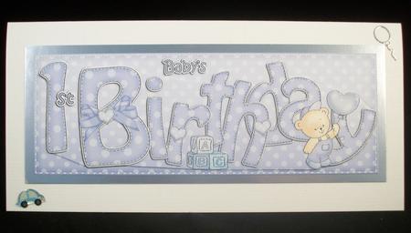 Large Dl Baby's 1st Birthday Quick Card N 3D Decoupage by Irene Woods
