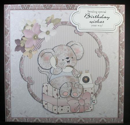 Curly Calls 7x7 Card with Decoupage by Irene Woods