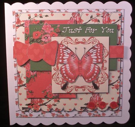 Scallop Pearl Sketch Card - Red Butterfly by Irene Woods