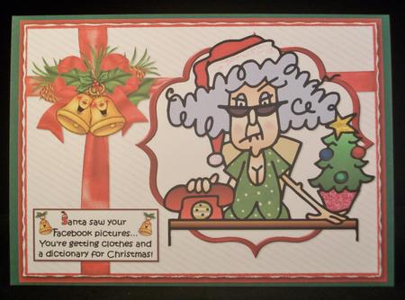 Stella Santa's Been Watching Quick Card by Irene Woods