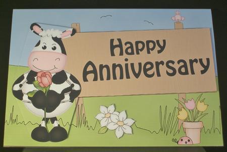 5x7 Milly Moo Cow Anniversary 3D Step by Step Decoupage by Irene Woods