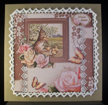Cardtopper Cute Easter Card with Roses 797 by Irene Woods