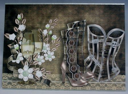 Steampunk Celebrations Card Front with Decoupage by Irene Woods