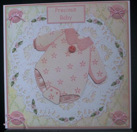 Baby Girl Card Front in Shabby Chic Style with Decouapge by Irene Woods
