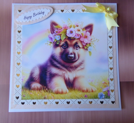 Flower Crown German Shepherd by Helen Darrington